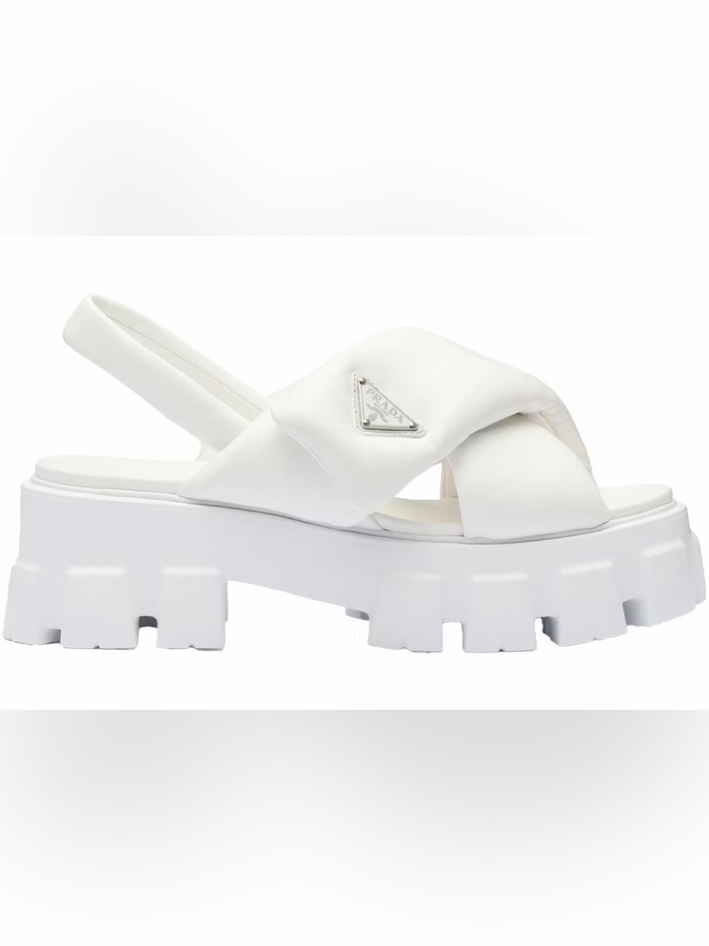 Prada Leather Platform Monolith Sandal, White